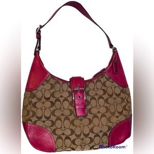 Coach Pink Leather Purse Y2K Oversized Buckle Vintage